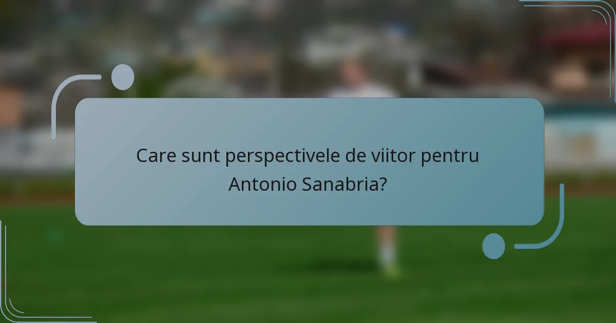 Care sunt perspectivele de viitor pentru Antonio Sanabria?