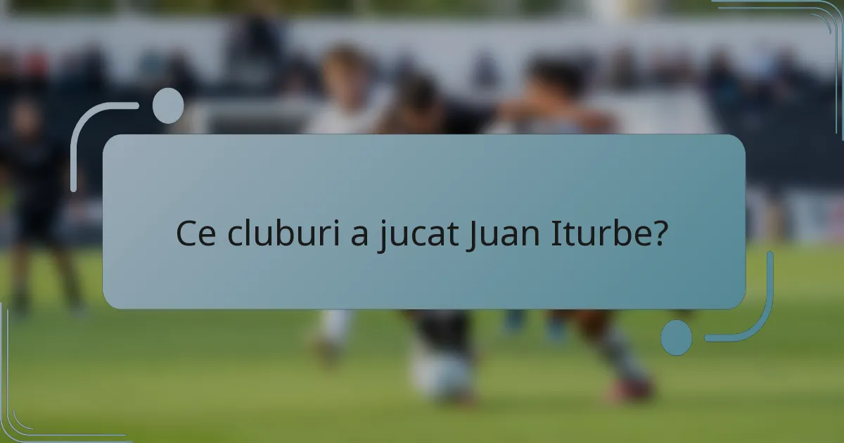 Ce cluburi a jucat Juan Iturbe?