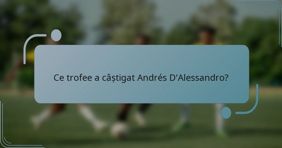 Ce trofee a câștigat Andrés D'Alessandro?