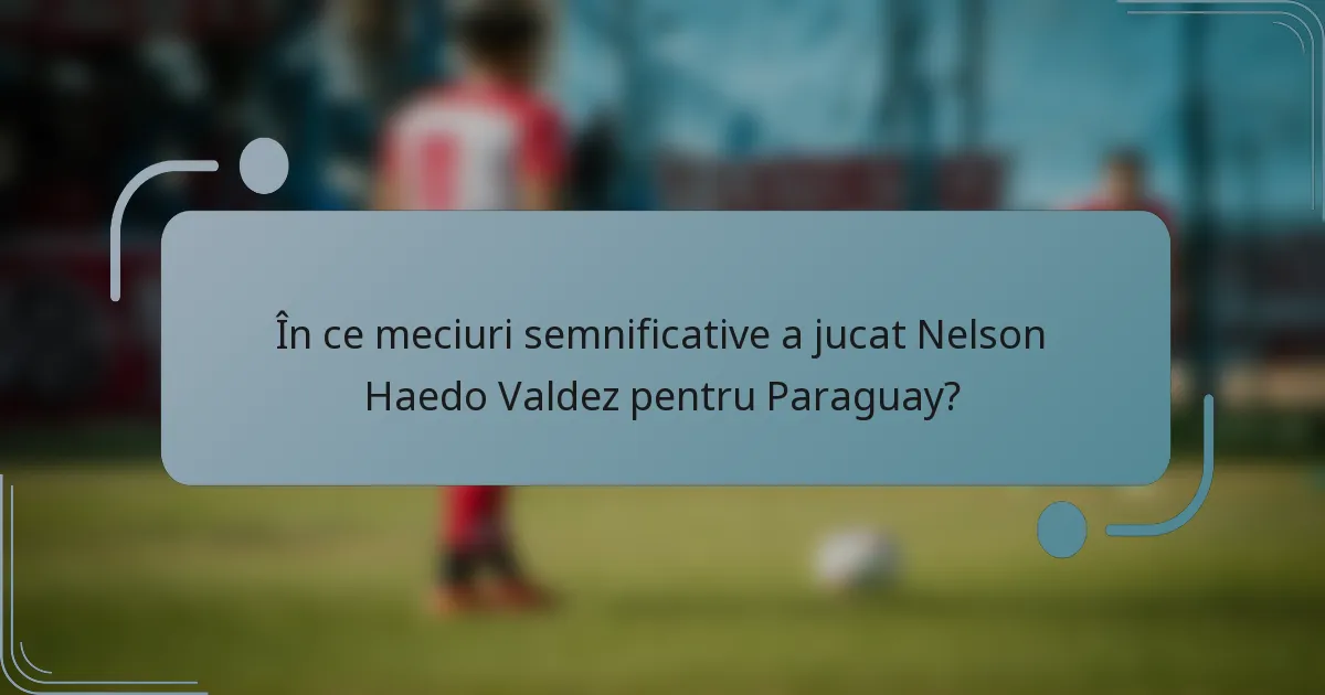 În ce meciuri semnificative a jucat Nelson Haedo Valdez pentru Paraguay?