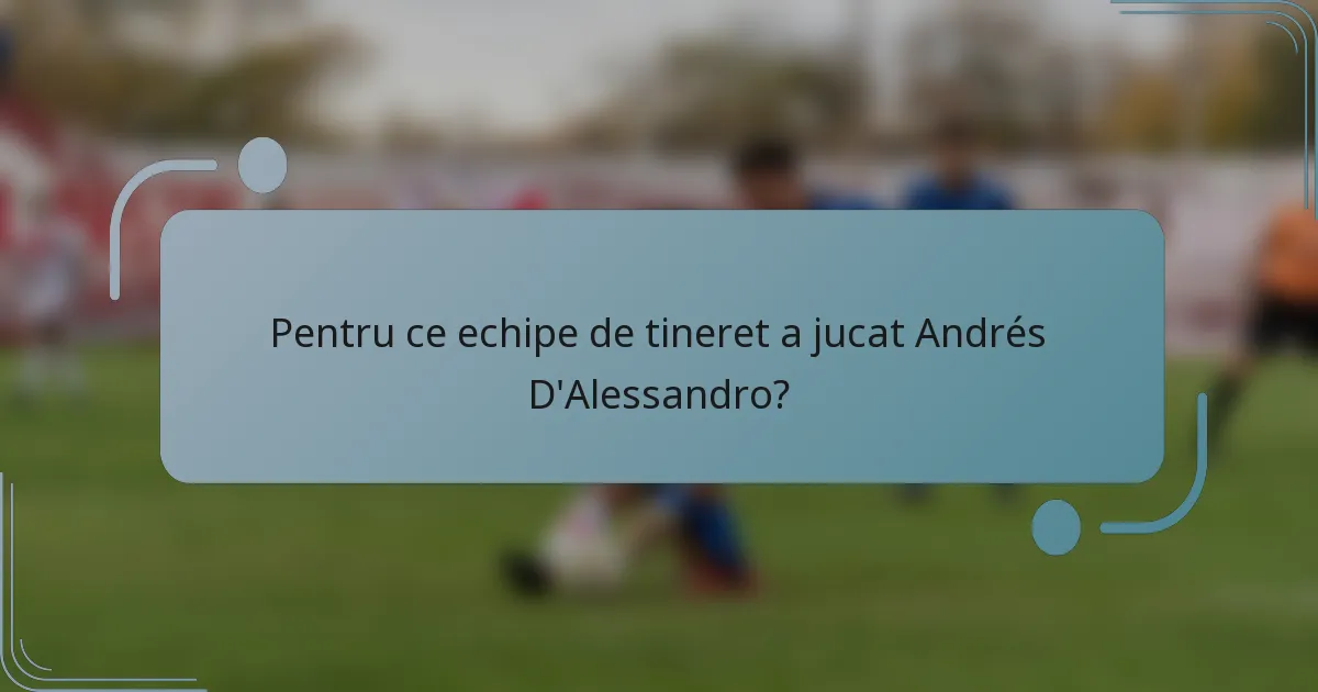 Pentru ce echipe de tineret a jucat Andrés D'Alessandro?